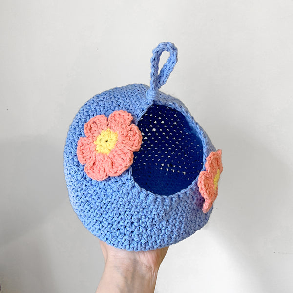 Periwinkle & Peach Floral Crochet Critter Pod