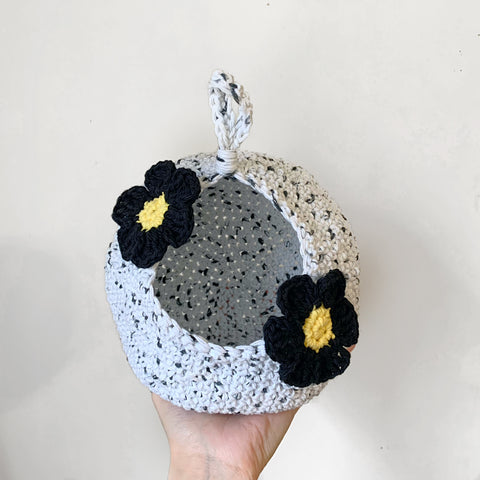 Black & White Floral Crochet Critter Pod