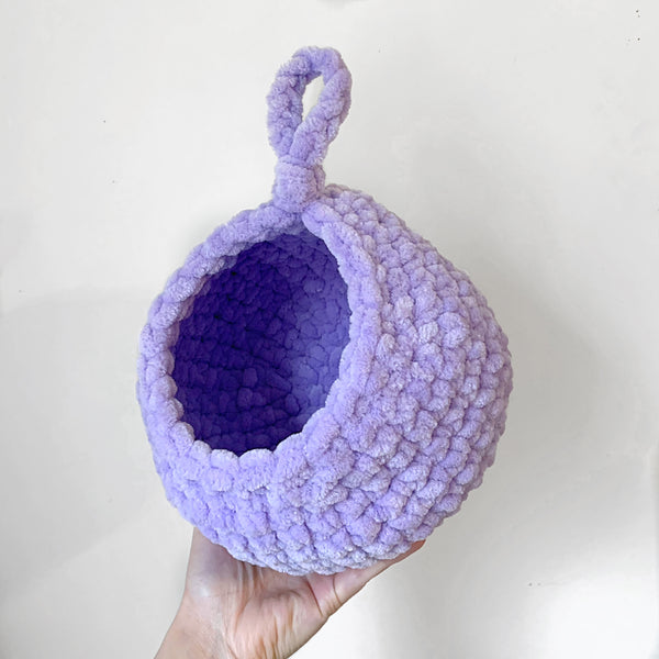 Lavender Fuzzy Crochet Critter Pod