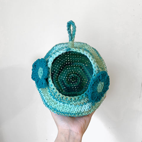Teal Floral Crochet Critter Pod