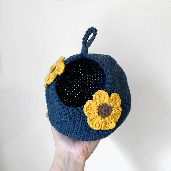 Navy & Sunflower Floral Crochet Critter Pod