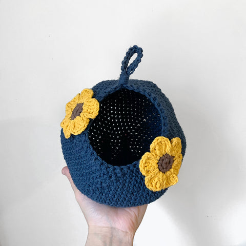 Navy & Sunflower Floral Crochet Critter Pod