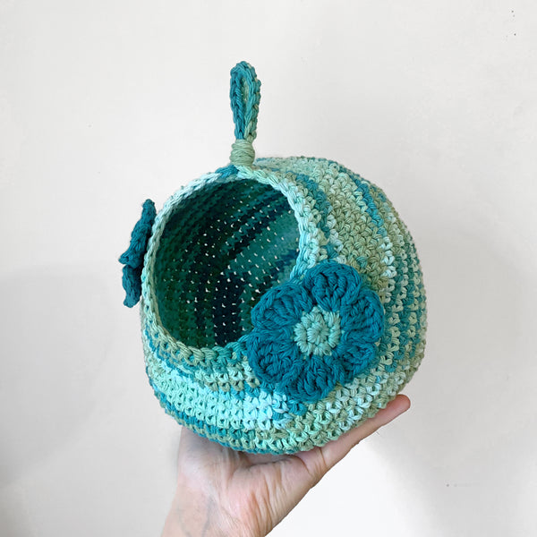 Teal Floral Crochet Critter Pod