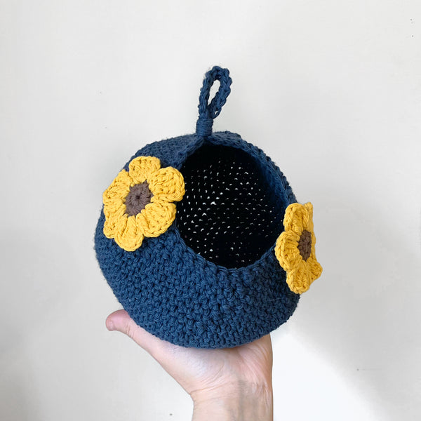 Navy & Sunflower Floral Crochet Critter Pod