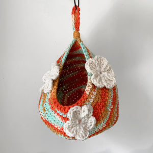 Retro Orange & Teal Floral Crochet Critter Pod