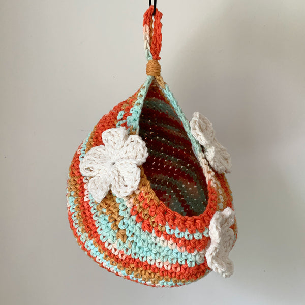 Retro Orange & Teal Floral Crochet Critter Pod