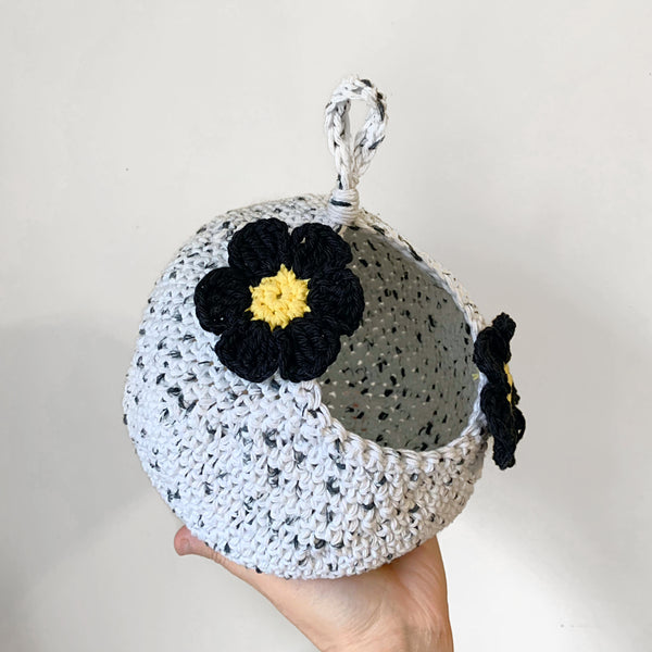 Black & White Floral Crochet Critter Pod