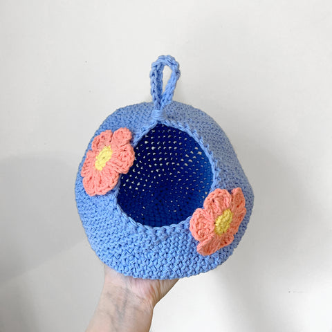 Periwinkle & Peach Floral Crochet Critter Pod