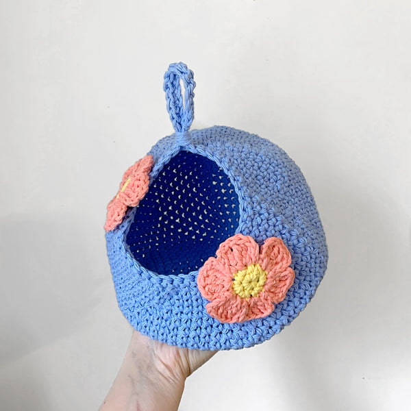 Periwinkle & Peach Floral Crochet Critter Pod