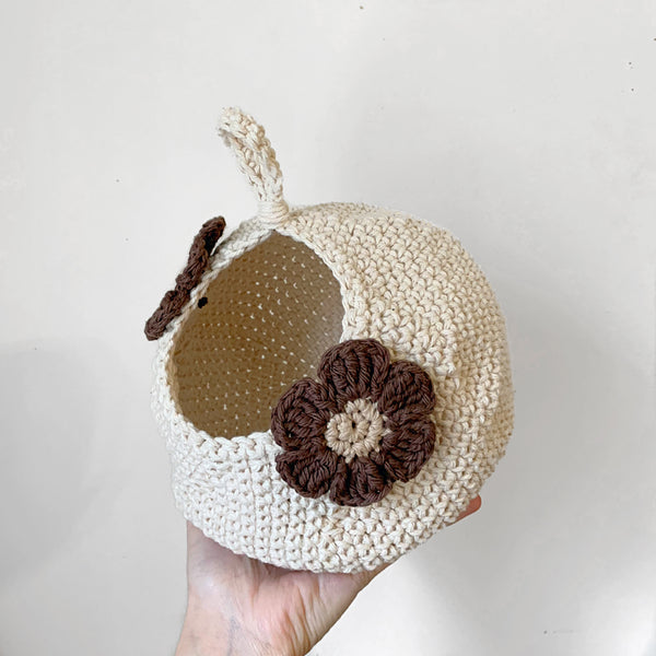 Neutral Floral Crochet Critter Pod