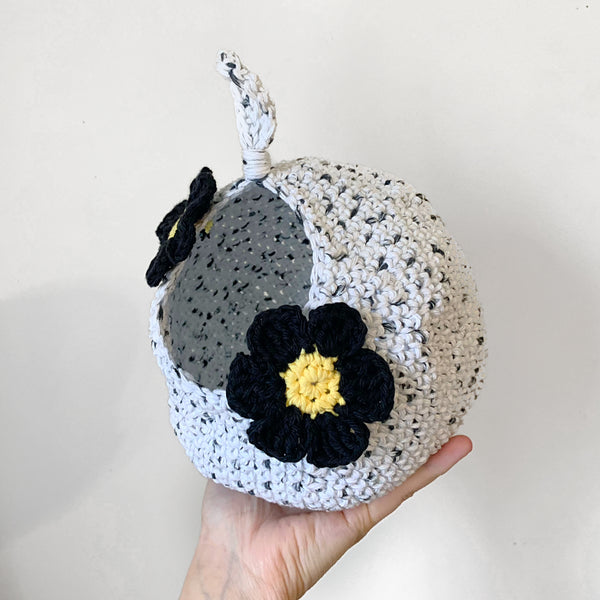 Black & White Floral Crochet Critter Pod